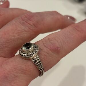 Silver Ring with Light Green Stone, Size 8